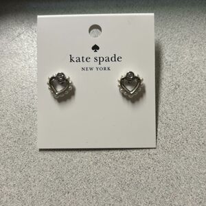 Kate Spade Silver Heart With Pearl Stud Earrings